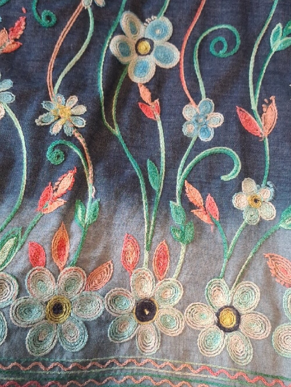 Minkas Boho Floral Embroidered Cold Shoulder Blouse Large - Picture 6 of 9